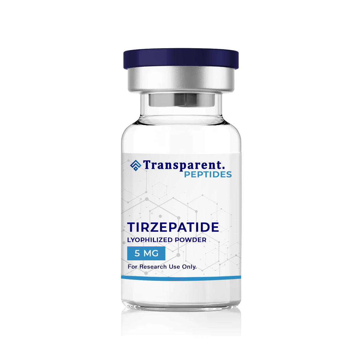 5mg powder vial of tirzepatide peptide by transparent peptides