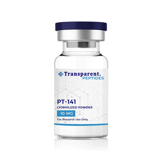 10mg powder vial of pt-141 peptide by transparent peptides